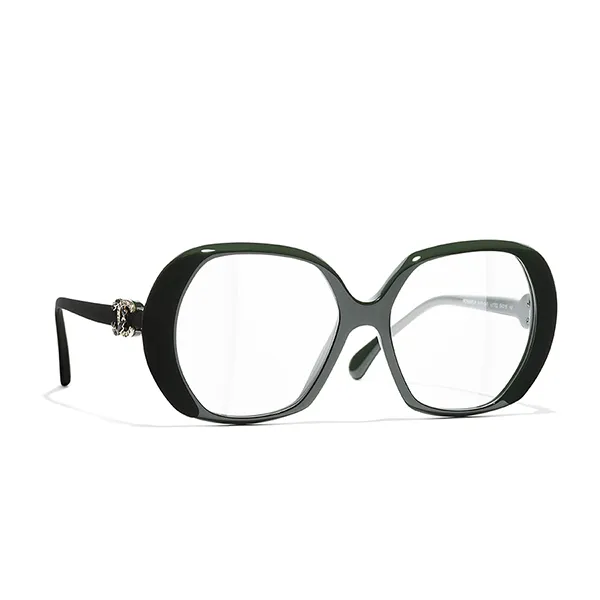 Kính Mắt Cận Chanel Square Eyeglasses CH3418QB 1702 Màu Xanh Lá Đậm - 1