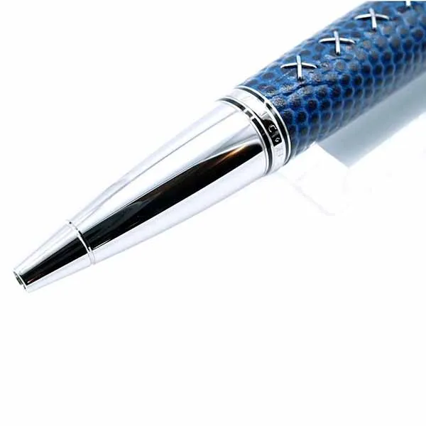 Bút Bi Montblanc Bohème Penna A Sfera Con Topazio E Pelle Blu 9932 Màu Xanh Bạc