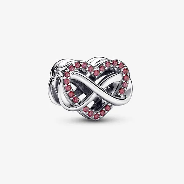 Hạt Vòng Charm Pandora Moments Trái Tim Vô Cực Đính Đá Cubic Zirconia Màu Đỏ