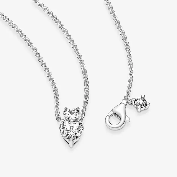 Set Dây Chuyền Và Khuyên Tai Pandora Heart Sparkling Màu Bạc - Trang sức - Vua Hàng Hiệu