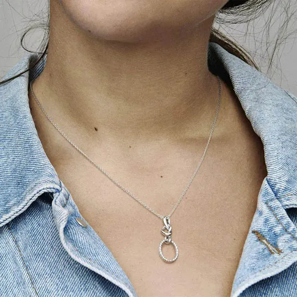 Dây Chuyền Pandora Knotted Heart Necklace 398078CZ-60 Màu Bạc - Trang sức - Vua Hàng Hiệu