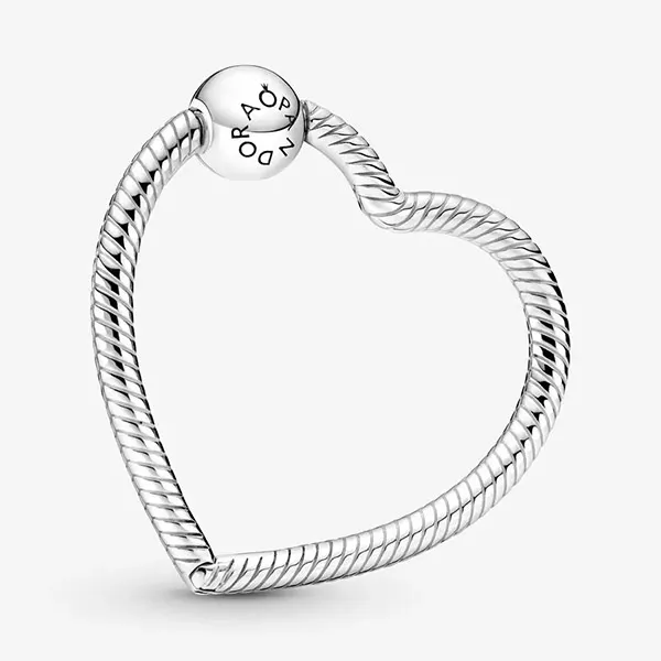 Hạt Vòng Charm Pandora Moments Heart Charm Holder 399505C00 Màu Bạc
