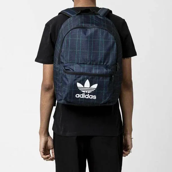 Balo Adidas Tartan Classic Backpack ED8660 Họa Tiết Kẻ Màu Xanh