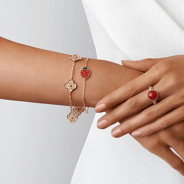 Nhẫn Jewery Luxury Perle'e Couleurs Carnelian 18k Rose Gold Màu Vàng Hồng - Trang sức - Vua Hàng Hiệu