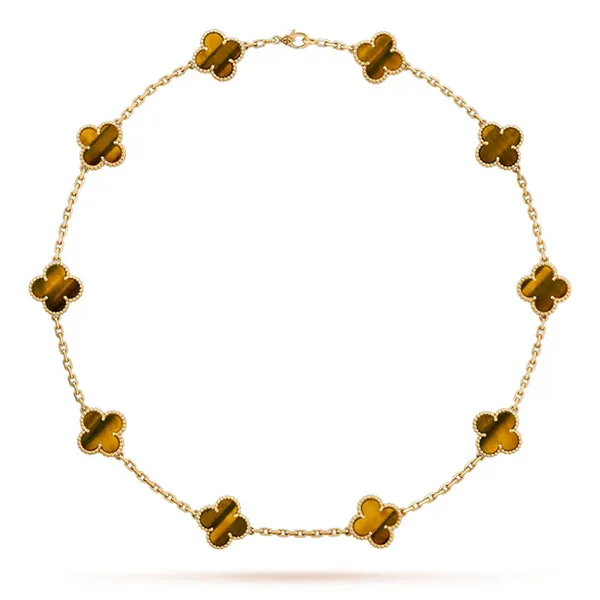 Dây Chuyền Nữ Jewery Luxury Alhambra Tiger Eye 18k Yellow Gold 10 Motifs Màu Vàng Gold 21g - Trang sức - Vua Hàng Hiệu