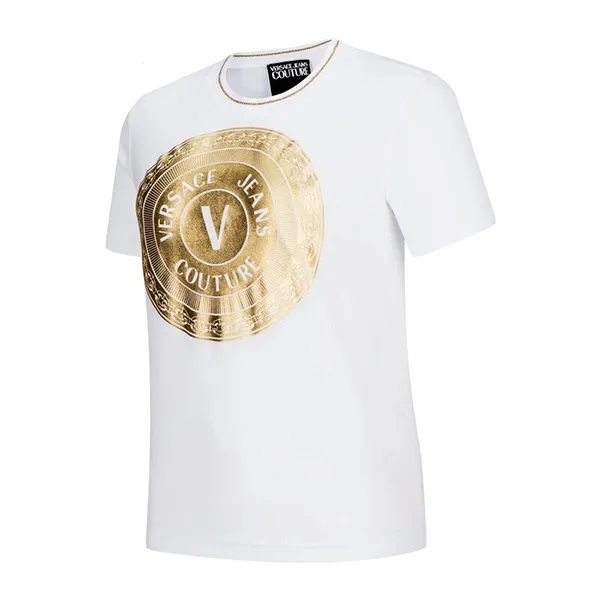Áo Phông Versace Jeans Couture Luxury Women's V Badge Element T-Shirt B2HWA7TC 30319 K41 Màu Trắng