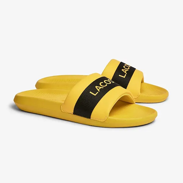 Dép Lacoste Men's Croco Textile Logo Slides 741CMA0007-YB2 Màu Vàng