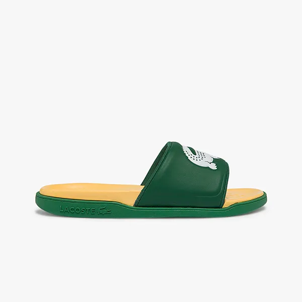 Dép Lacoste Men's Croco Dualiste Synthetic Slides Màu Vàng Xanh Size 40.5