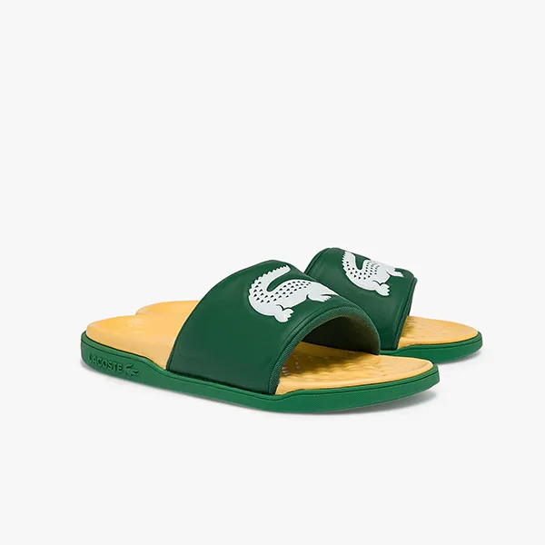 Dép Lacoste Men's Croco Dualiste Synthetic Slides Màu Vàng Xanh Size 40.5