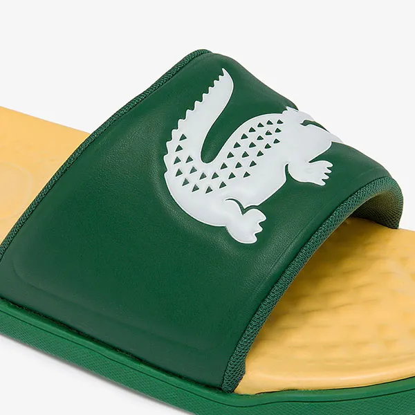Dép Lacoste Men's Croco Dualiste Synthetic Slides Màu Vàng Xanh Size 40.5