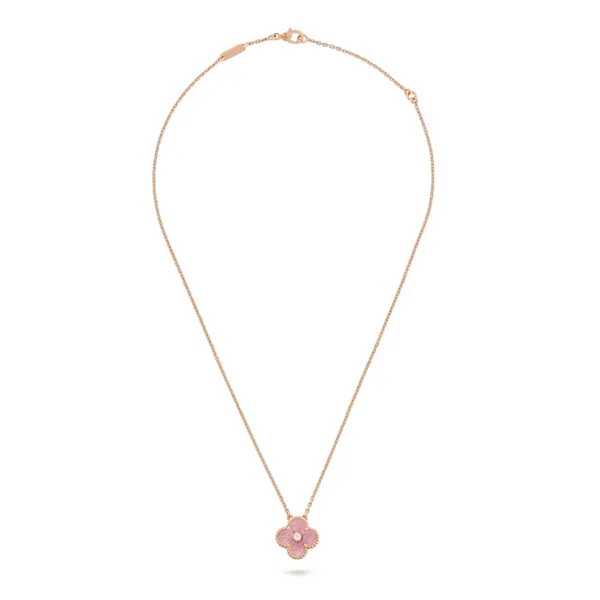 Dây Chuyền Jewery Luxury Alhambra Diamond Gold 18k Rose Gold With Rhodonite Màu Vàng Hồng