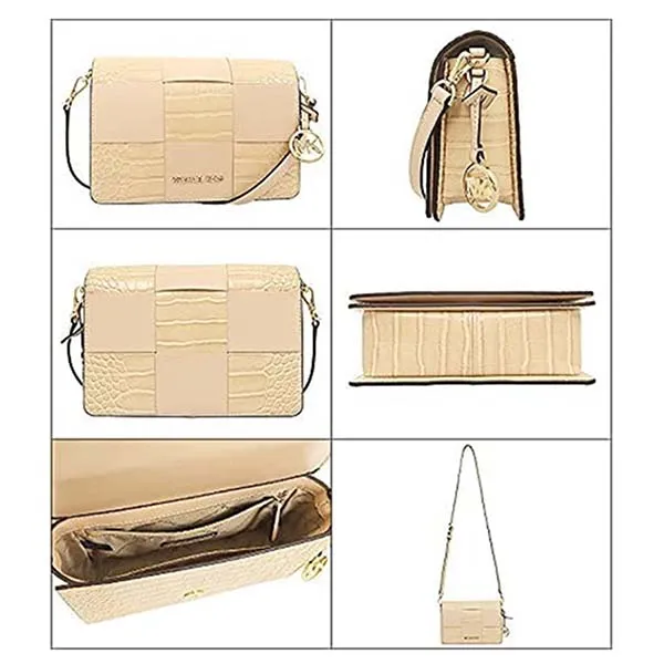 Túi Đeo Chéo Michael Kors MK 35T1GM9C1E Buff Mercer Leather Small Clutch Crossbody Ladies Màu Be Vàng