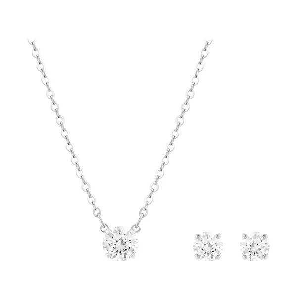 Set Dây Chuyền, Khuyên Tai Swarovski Women's Tennis Attract Collection 5113468 Màu Bạc - Trang sức - Vua Hàng Hiệu