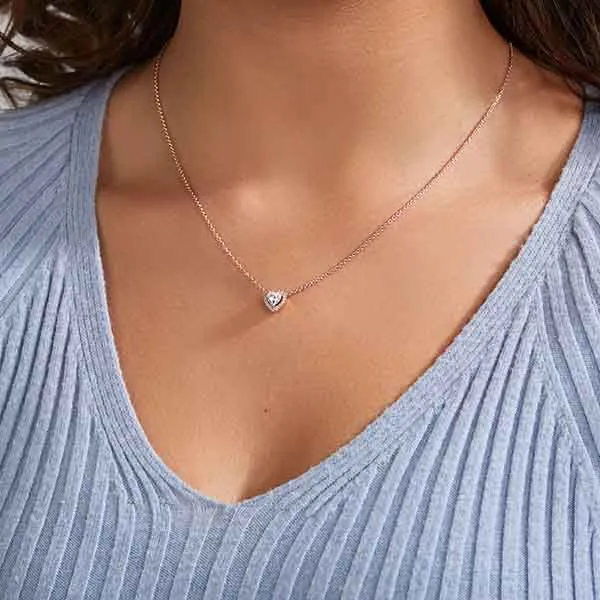 Dây Chuyền Pandora Sparkling Heart Collier Necklace 388425C01 Màu Vàng Hồng