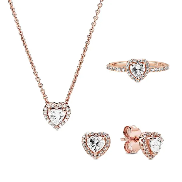Set Dây Chuyền, Khuyên Tai, Nhẫn Pandora Timeless 3 Món