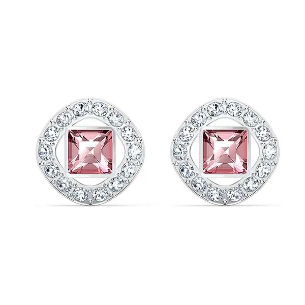Khuyên Tai Swarovski Angelic Square Stud Pierced Earrings 5547024 Màu Bạc Hồng
