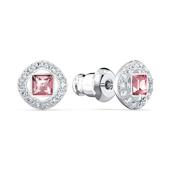 Khuyên Tai Swarovski Angelic Square Stud Pierced Earrings 5547024 Màu Bạc Hồng