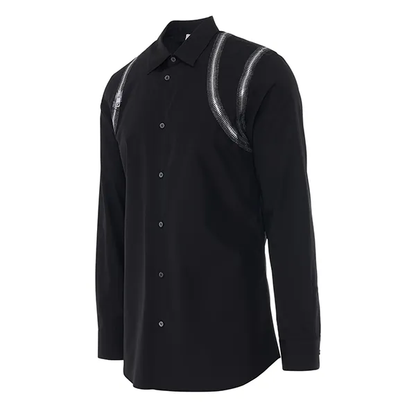 Áo Sơ Mi Alexander McQueen Graphic Printed Shirt in Black/Silver 687526QSZ9B0901 Màu Đen - Thời trang - Vua Hàng Hiệu