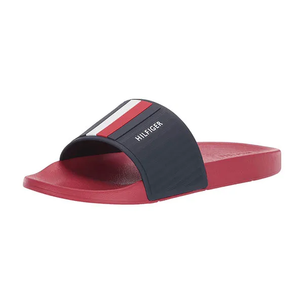Dép Tommy Hilfiger Men's Eastern Slide Sandal Màu Đen Đỏ Size 42 - 3