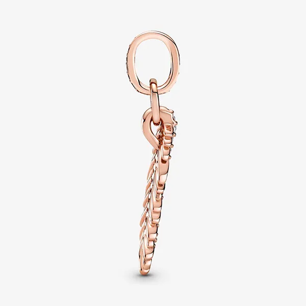 Hạt Vòng Charm Pandora Sparkling Feather Dangle 789550C01 Màu Vàng Hồng
