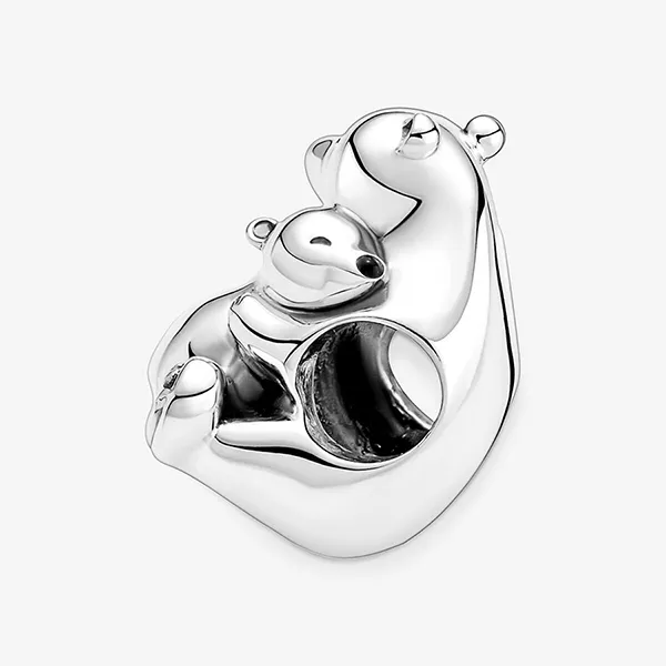 Hạt Vòng Charm Pandora Hugging Polar Bears 790032C01 Màu Bạc