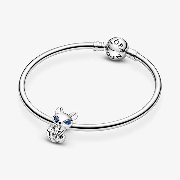 Hạt Vòng Charm Pandora Blue-Eyed Fox 799096C01 Màu Bạc Xanh - Trang sức - Vua Hàng Hiệu