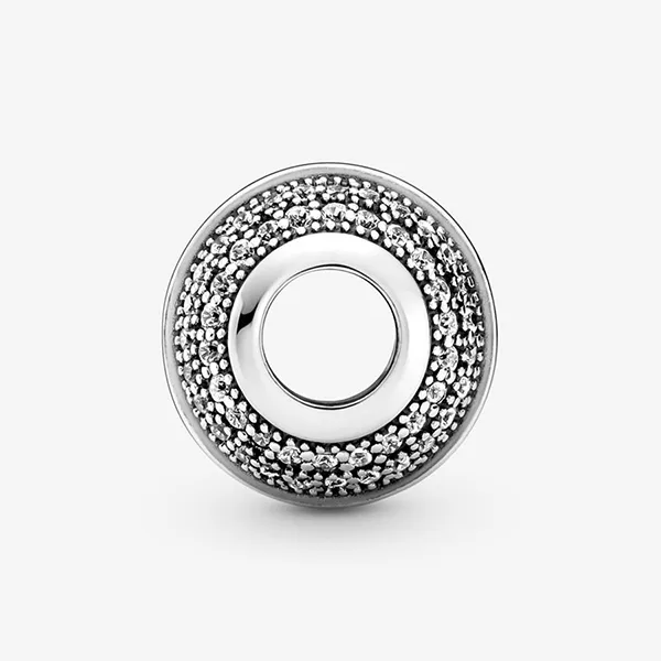 Hạt Vòng Charm Pandora Pave & Logo 799489C01 Màu Bạc