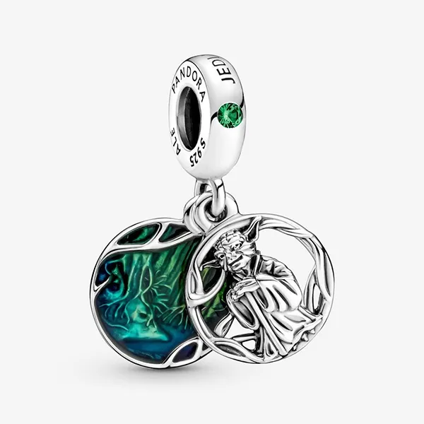Hạt Vòng Charm Pandora Star Wars Yoda Dangle 799501C01 Màu Bạc Xanh