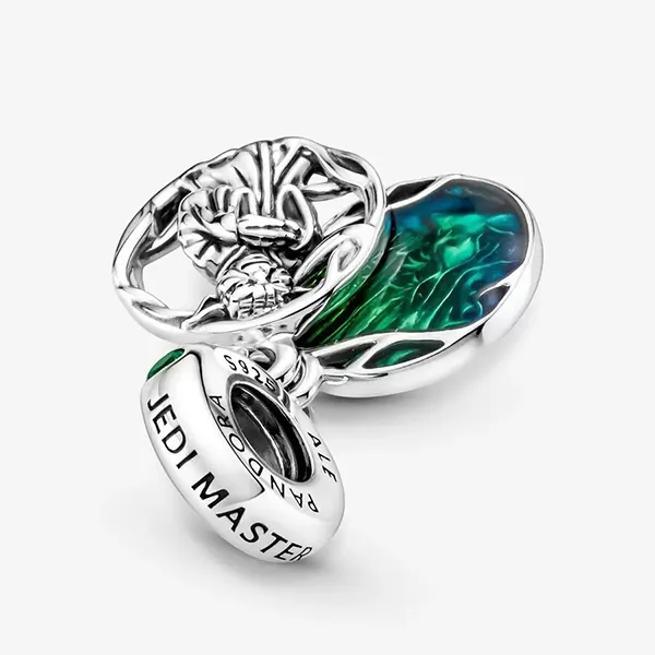 Hạt Vòng Charm Pandora Star Wars Yoda Dangle 799501C01 Màu Bạc Xanh
