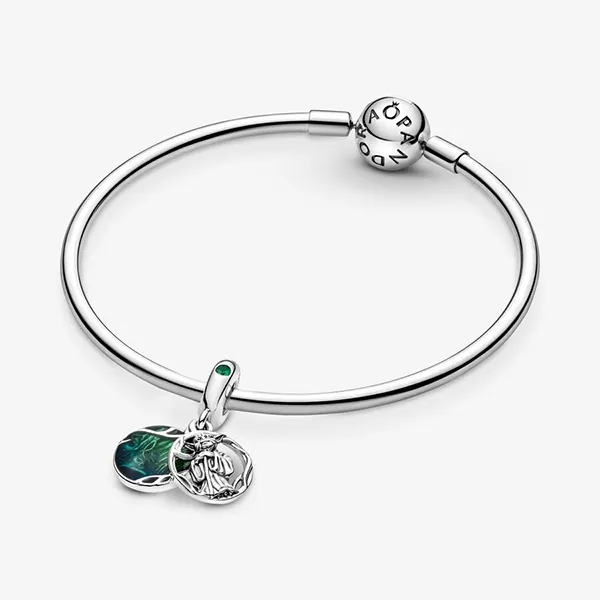 Hạt Vòng Charm Pandora Star Wars Yoda Dangle 799501C01 Màu Bạc Xanh