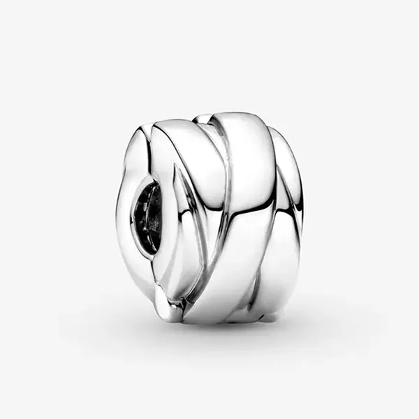 Hạt Vòng Charm Pandora Polished Ribbons Clip 799502C00 Màu Bạc