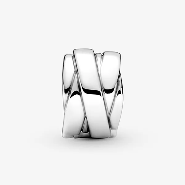 Hạt Vòng Charm Pandora Polished Ribbons Clip 799502C00 Màu Bạc