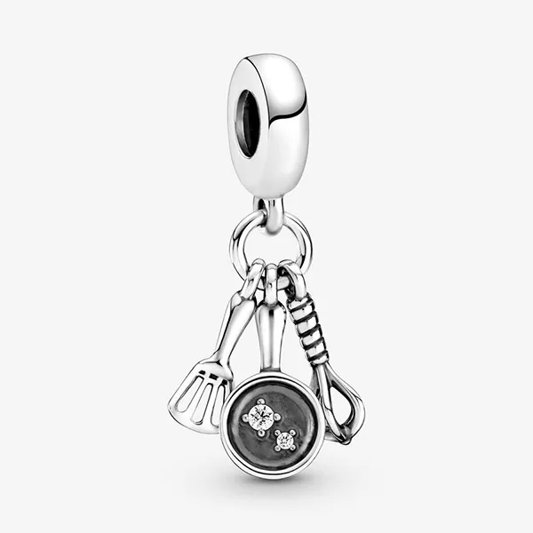 Hạt Vòng Charm Pandora Spatula, Frying Pan & Whisk Dangle 799531C01 Màu Bạc