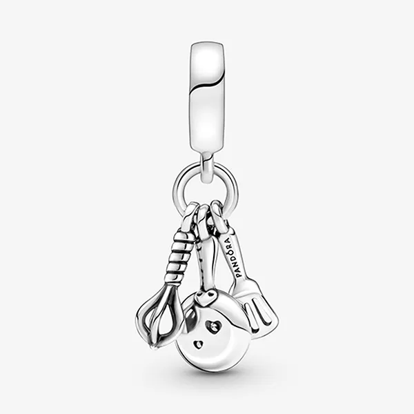 Hạt Vòng Charm Pandora Spatula, Frying Pan & Whisk Dangle 799531C01 Màu Bạc