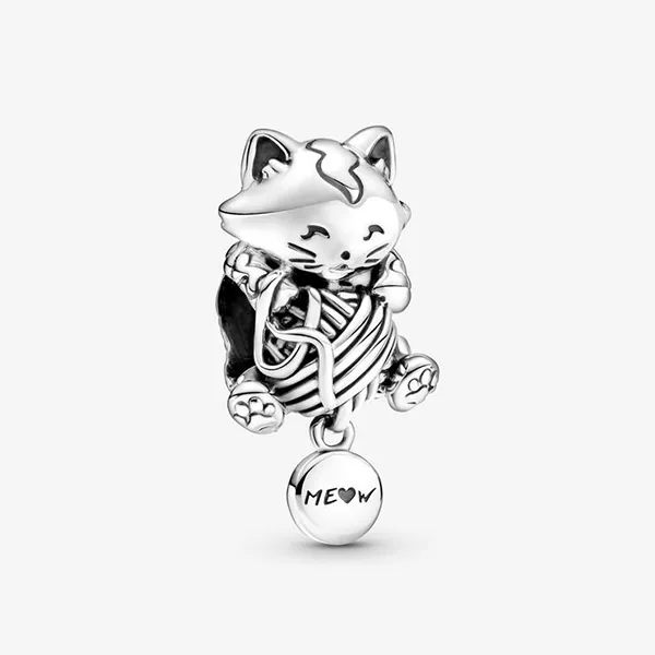Hạt Vòng Charm Pandora Kitten & Yarn Ball 799535C00 Màu Bạc