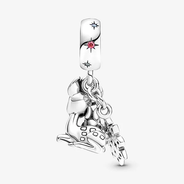 Hạt Vòng Charm Pandora Disney Bambi & Thumper Dangle 799647C01 Màu Bạc