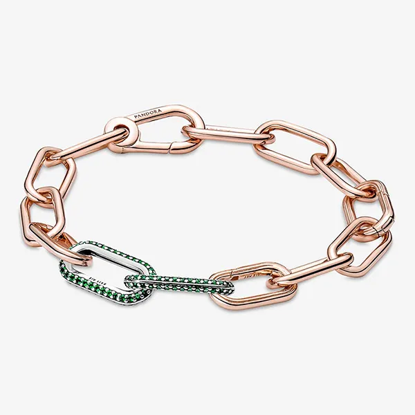 Hạt Vòng Charm Pandora Me Styling Pavé Double Link 799660C01 Màu Xanh Bạc - Trang sức - Vua Hàng Hiệu