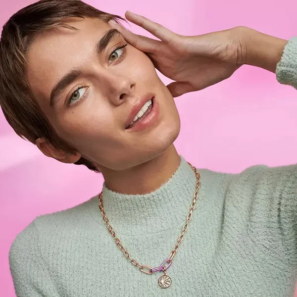 Hạt Vòng Charm Pandora Me Styling Shocking Purple Double Link 799663C02 Màu Hồng Bạc