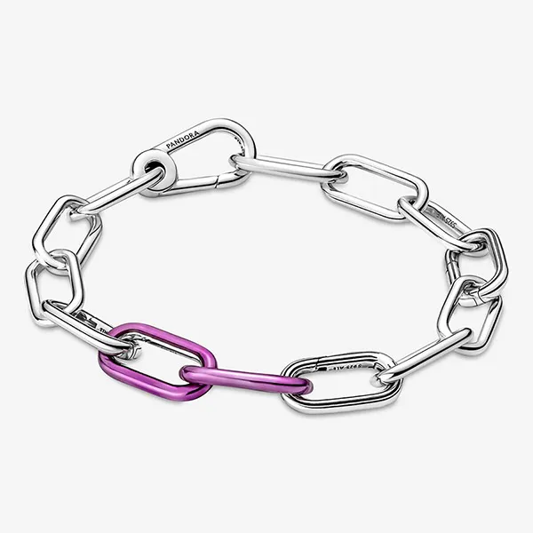 Hạt Vòng Charm Pandora Me Styling Shocking Purple Double Link 799663C02 Màu Hồng Bạc