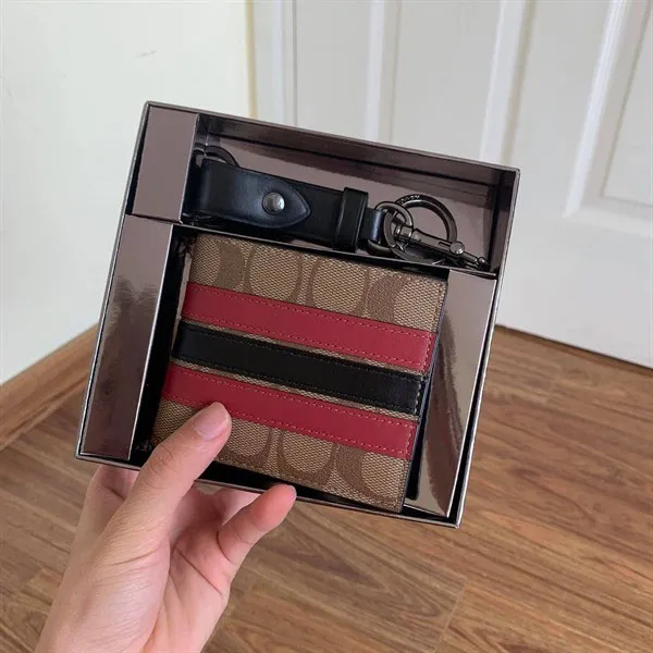 Set Ví Nam Coach ID Billfold Wallet And Valet Key Fob F86110 Phối Màu