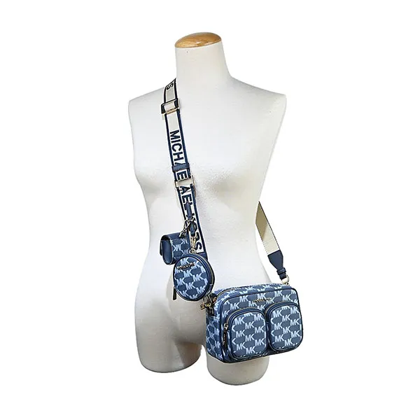 Túi Đeo Chéo Michael Kors MK Jet Set Kèm 2 Túi Nhỏ Màu Xanh Navy