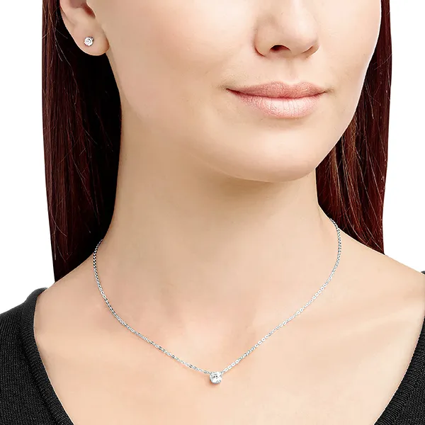Set Dây Chuyền, Khuyên Tai Swarovski Women's Tennis Attract Collection 5113468 Màu Bạc - Trang sức - Vua Hàng Hiệu