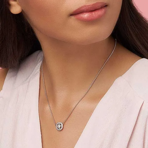 Dây Chuyền Pandora Vintage Circle Collier Necklace 380523CZ Màu Vàng Hồng