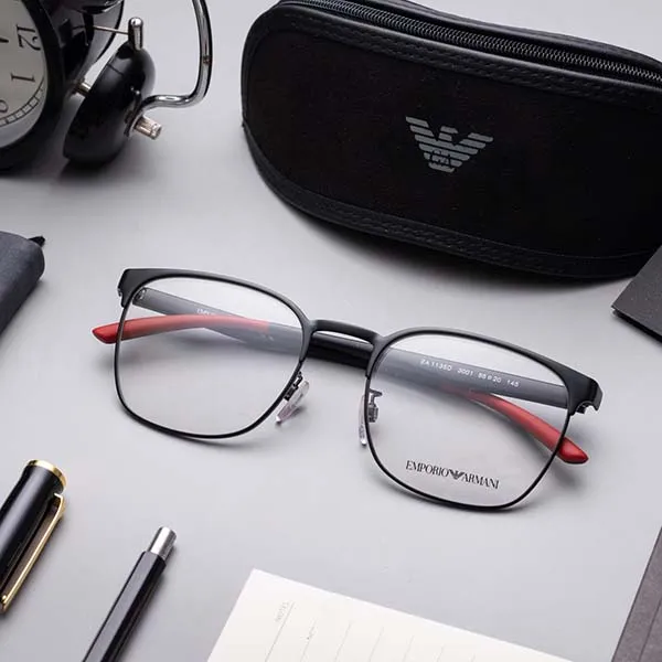 Kính Mắt Cận Emporio Armani Men’s Square Glasses 0EA1135D_300155.C Màu Đen Đỏ