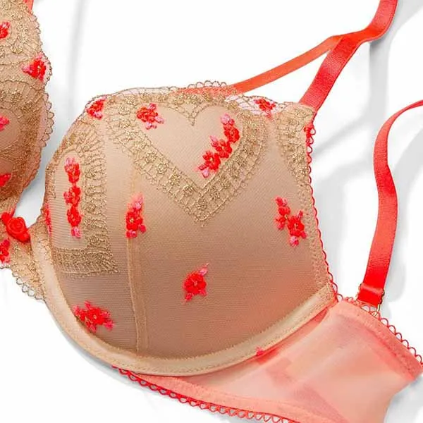 Áo Lót Victoria's Secret Dream Angels Ren Lưới, Nâng Vừa 124999SEP Màu Nude Cam Size 34B