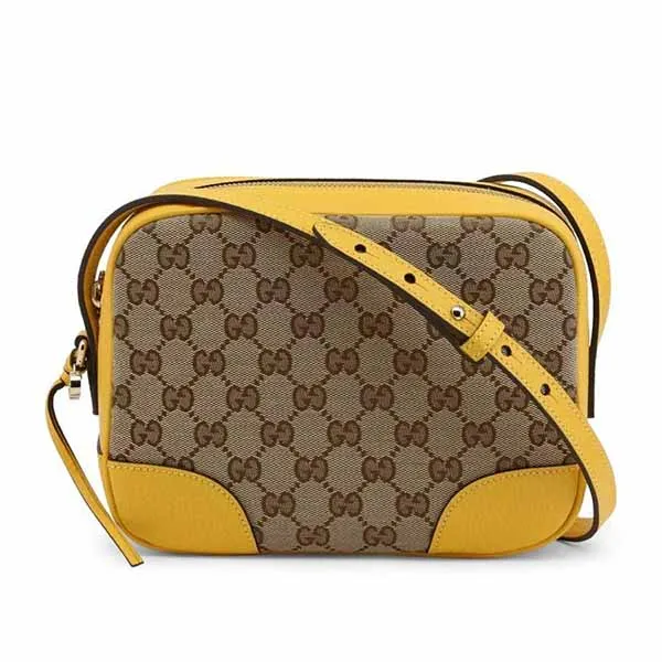 Túi Đeo Chéo Gucci Crossbody Shoulder Bag GG Canvas Leather Màu Be Vàng - 1