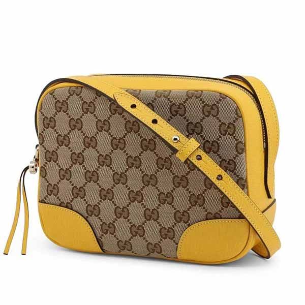 Túi Đeo Chéo Gucci Crossbody Shoulder Bag GG Canvas Leather Màu Be Vàng - 4