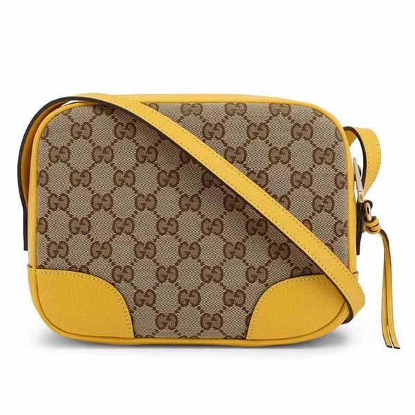 Túi Đeo Chéo Gucci Crossbody Shoulder Bag GG Canvas Leather Màu Be Vàng - 3