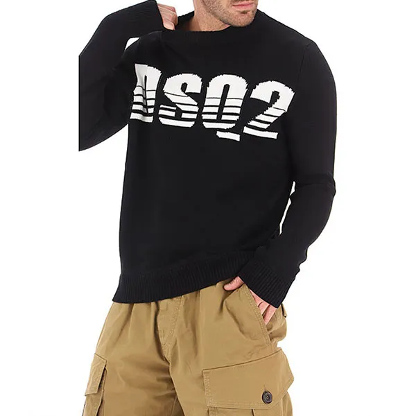 Áo Len Nam DSquared2 Men DSQ2 Embroidered Sweater S74HA1131S17606963 Màu Đen Size M