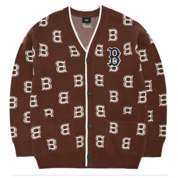 Áo Len Cardigan MLB Monogram Casual Style Unisex Street Style Logo 3AKCM0124 Màu Nâu Size S - Thời trang - Vua Hàng Hiệu